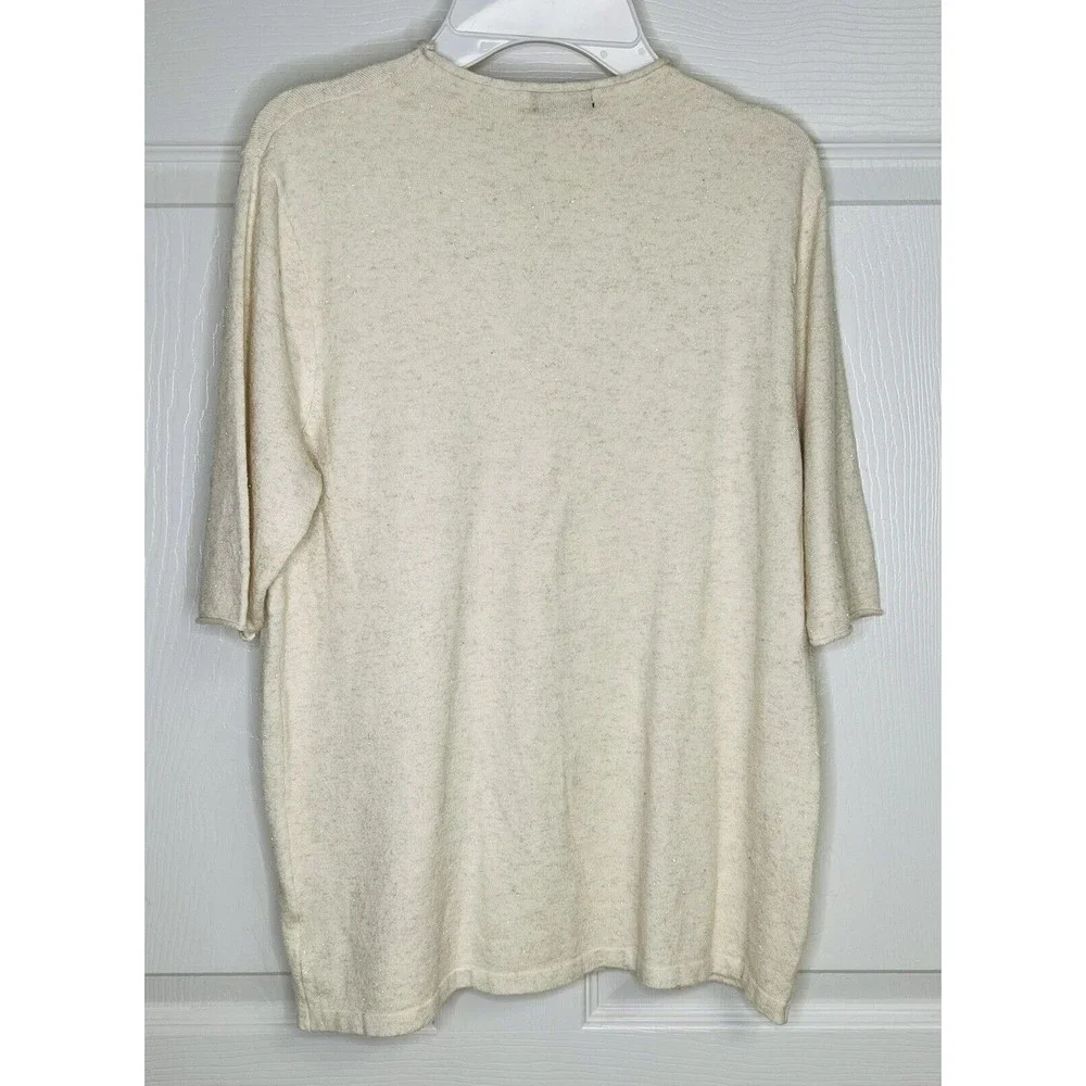 Cala Cream Gold Sparkles 3/4 Sleeve Top Size Small S ? Check Measurements - Picture 2 of 7